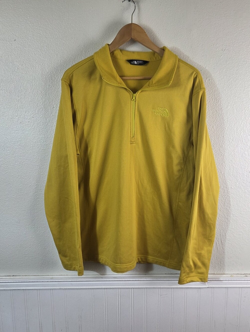 The North Face Mens Large Yellow 1/4 Zip Fleece Pullover TKA Long Sleeve Jacket